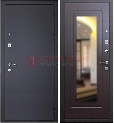 Черная железная дверь с зеркалом ДЗ-30 в Волоколамске