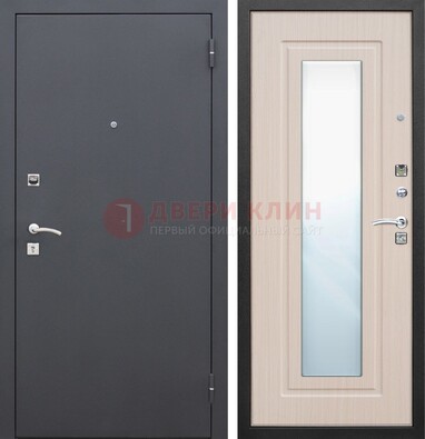 Черная входная дверь с зеркалом МДФ внутри ДЗ-31 в Екатеринбурге
