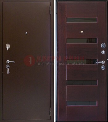 Темная железная дверь с зеркалом ДЗ-42 в Волоколамске