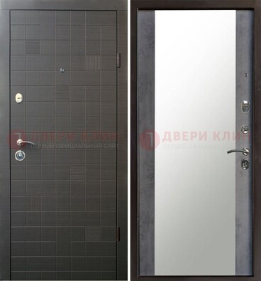 Темная железная филенчатая дверь с зеркалом ДЗ-53 в Волоколамске