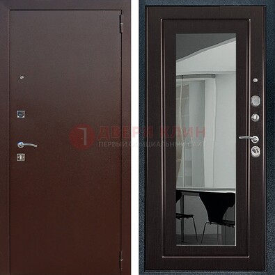 Металлическая дверь с порошковым напылением с МДФ и зеркалом ДЗ-61 в Волоколамске