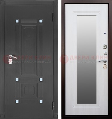 Стальная черная дверь МДФ с зеркалом ДЗ-76 в Волоколамске