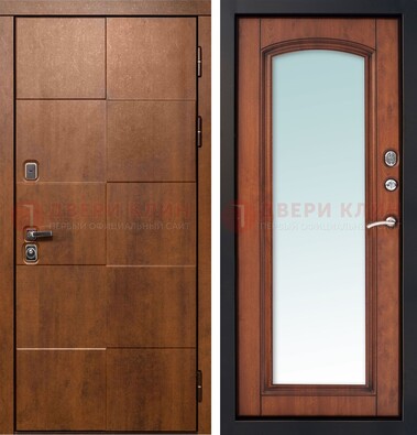 Белая филенчатая дверь с фрезерованной МДФ и зеркалом ДЗ-81 в Волоколамске