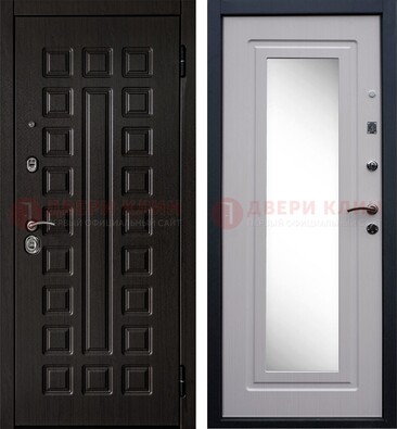 Металлическая дверь с белыми МДФ и зеркалом ДЗ-83 в Волоколамске