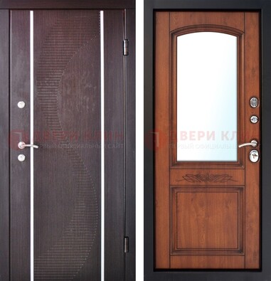 Входная дверь с МДФ и МДФ внутри с зеркалом ДЗ-88 в Волоколамске