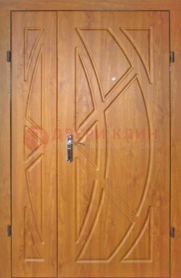 Полуторная металлическая дверь с МДФ золотой дуб ПЛ-17 в Волоколамске
