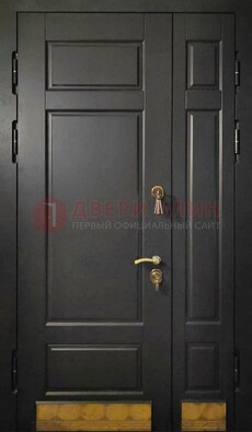 Черная полуторная железная дверь для частного дома ПЛ-2 в Волоколамске