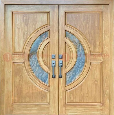 Двухстворчатая металлическая дверь с витражом ВЖ-11 в Волоколамске